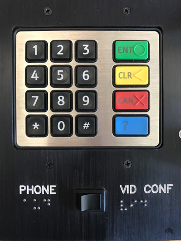 A black faceplate with an ATM keypad